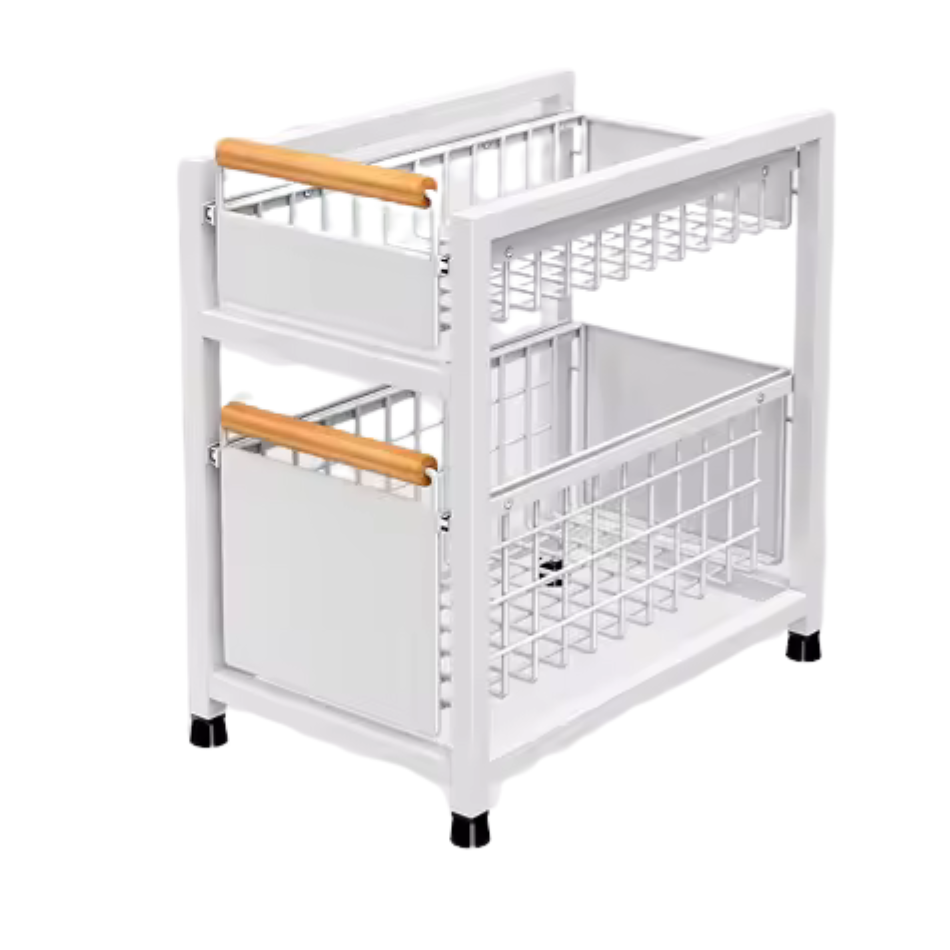 Organisateur cuisine blanc double tiroir