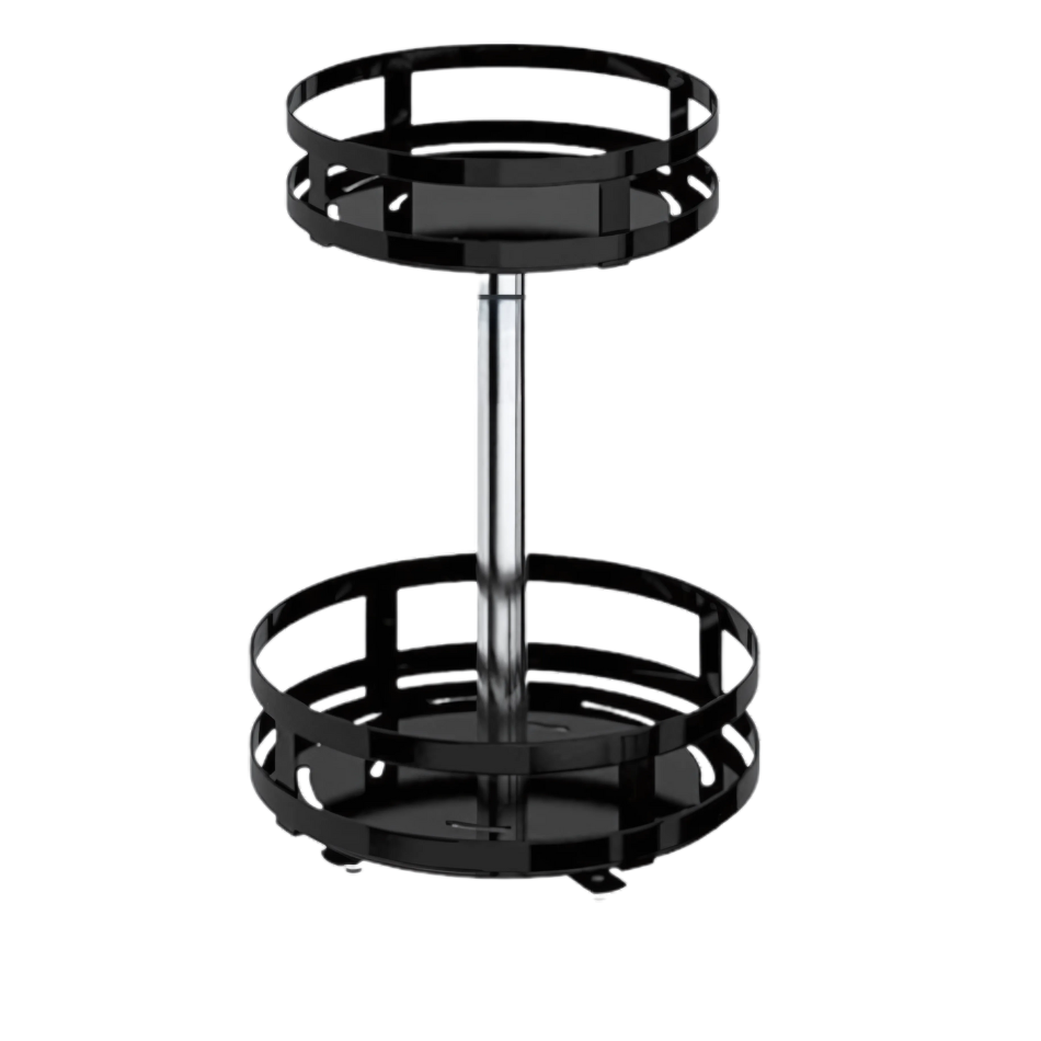 etagere sur pied rotative rond de deux étages