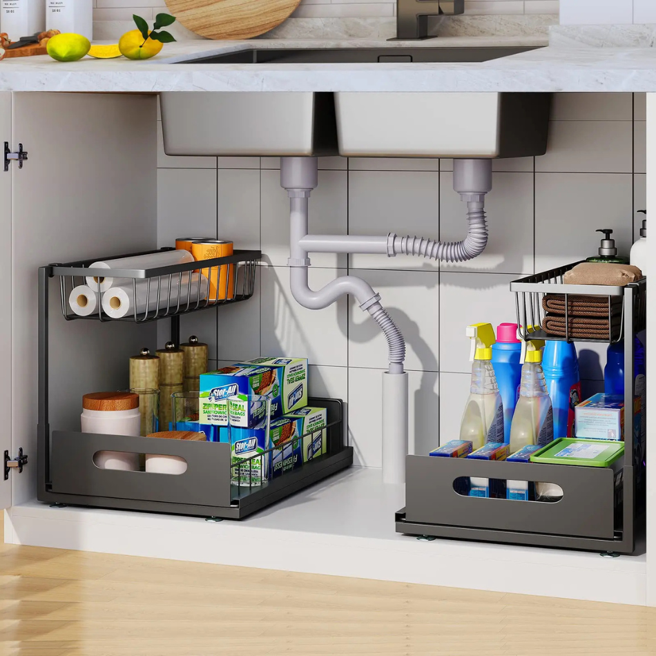 Rangement sous evier avec panier