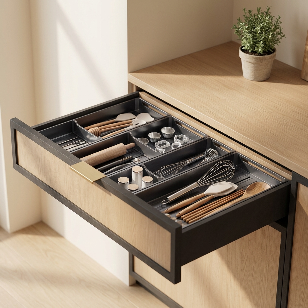 Rangement ustensiles cuisine tiroir