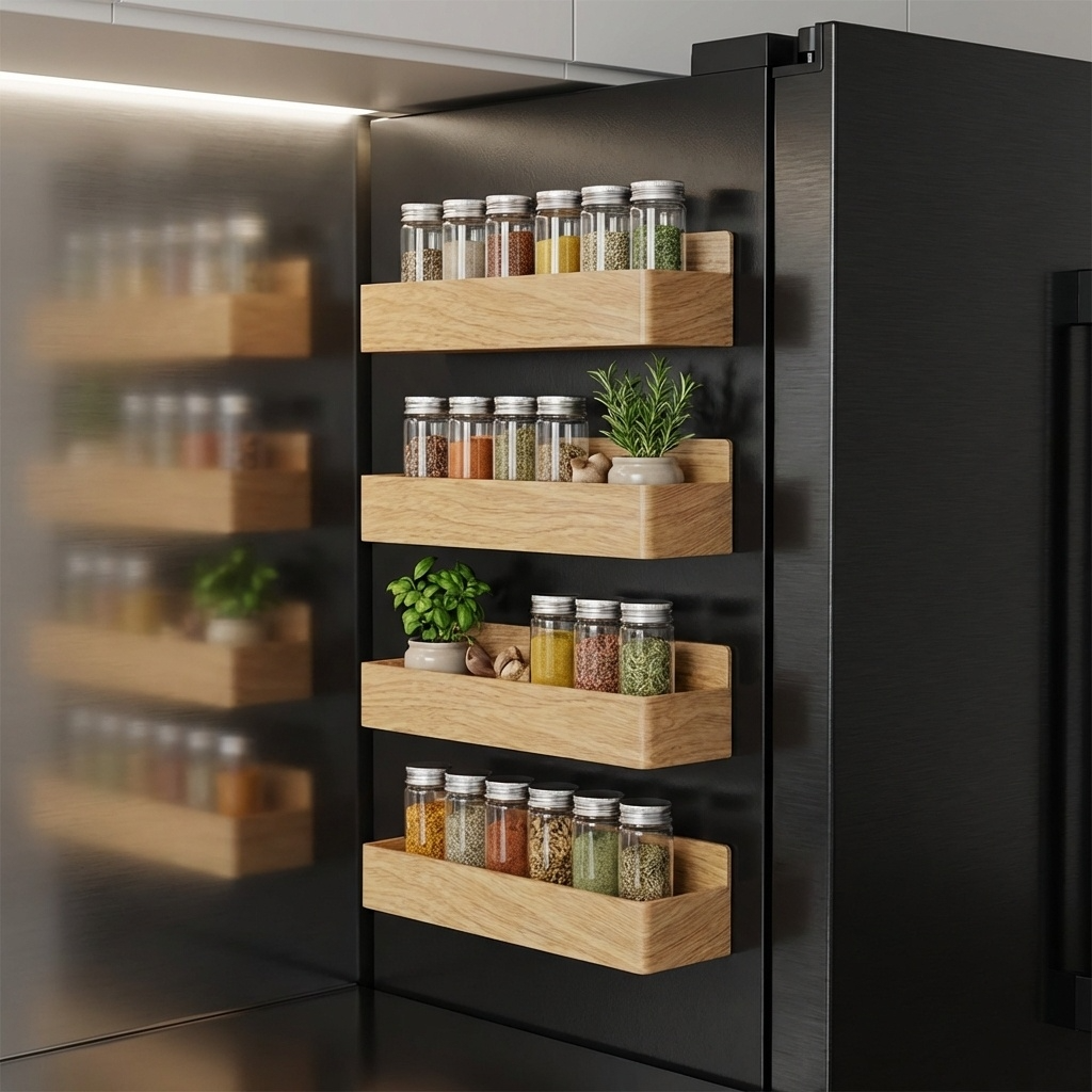 Étagère à épices originale sur frigo