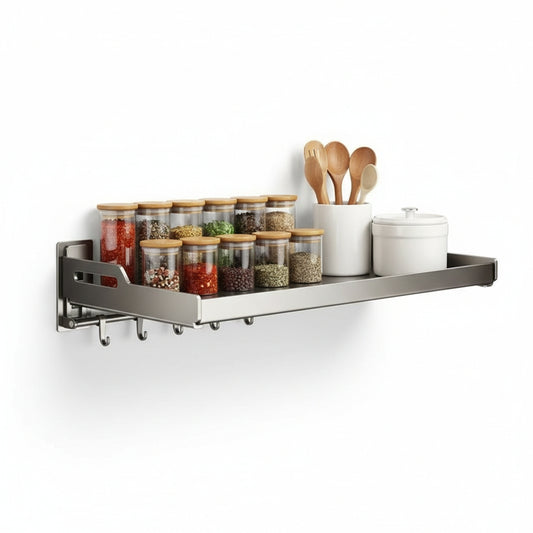 Etagere cuisine inox fond blanc