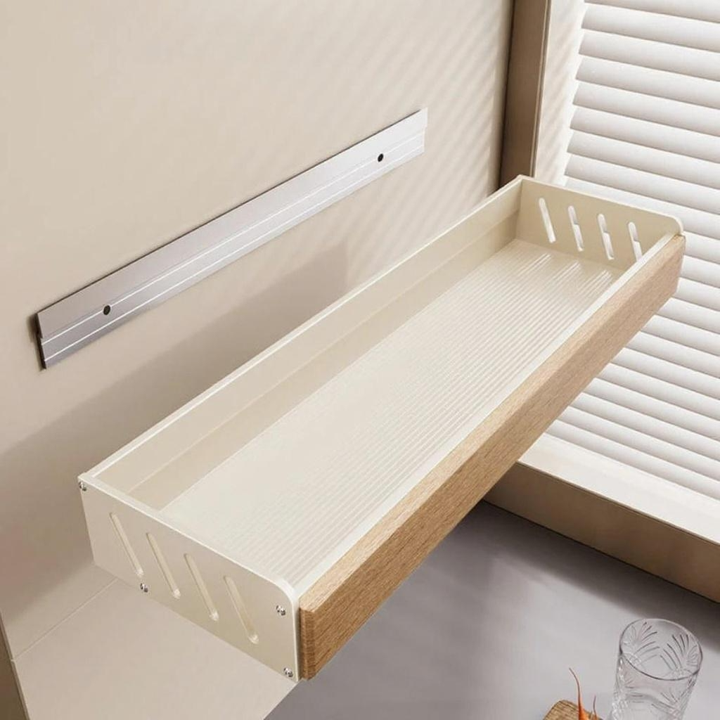 Étagère épice bois blanc moderne fixation