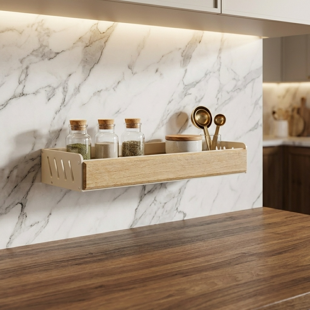 Etagere epice bois blanc moderne sur credence