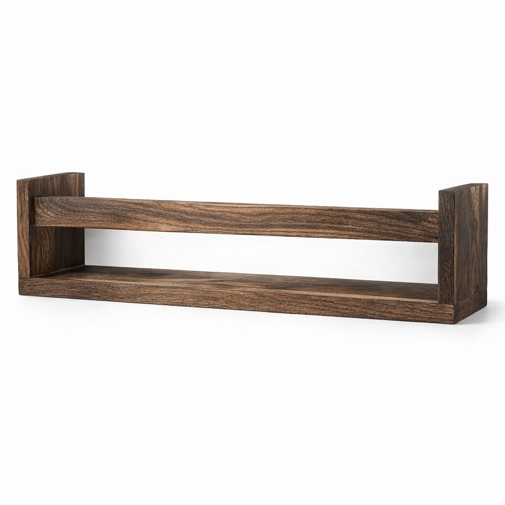 Étagère épice bois foncé fond blanc