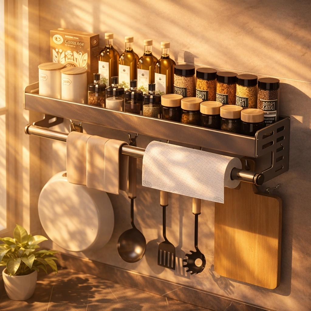 Étagère épice cuisine cuisine ensoleillé