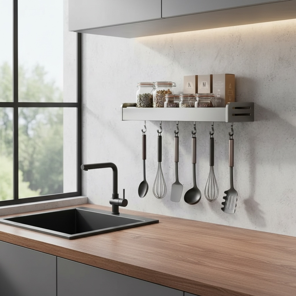 Étagère épice cuisine dans cuisine moderne
