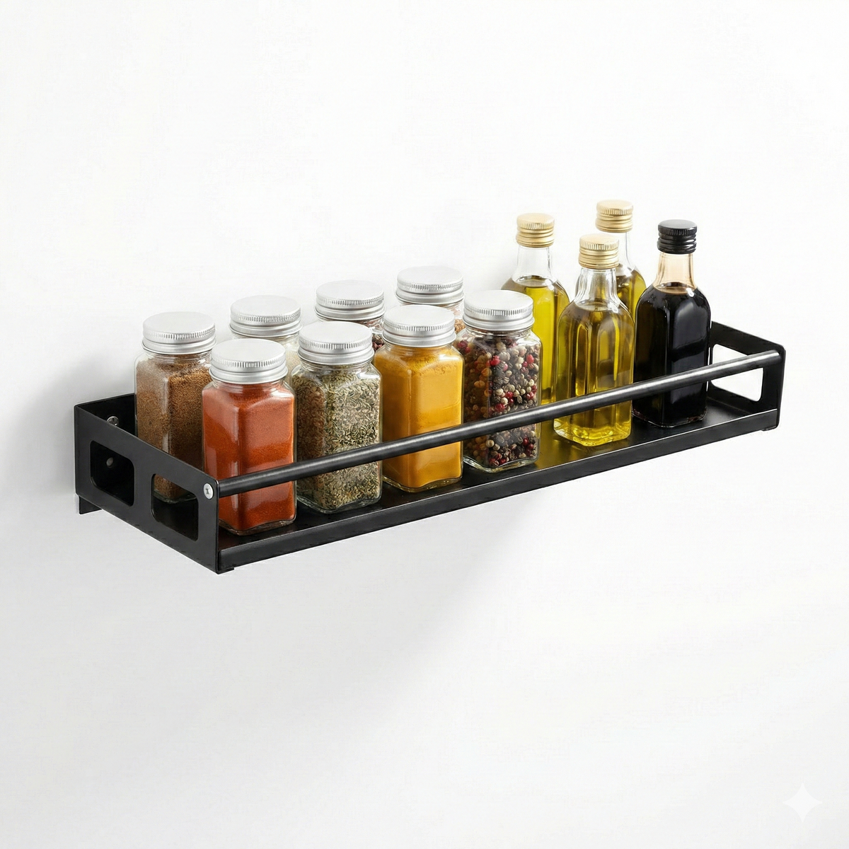 Étagère épice métal avec bouteille huile