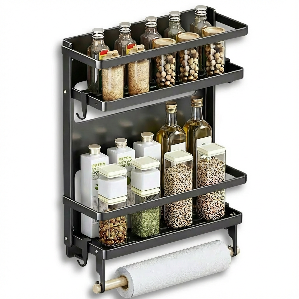 Etagere noire fond blanc studio