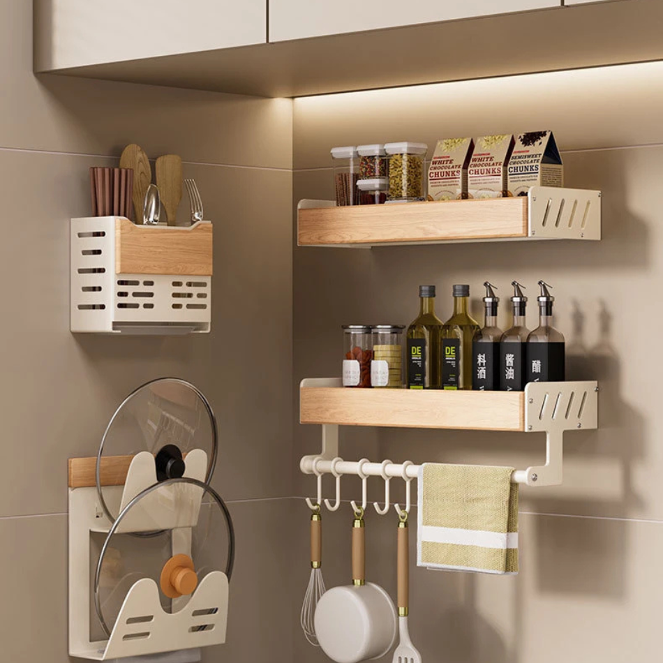Étagère épice bois blanc moderne