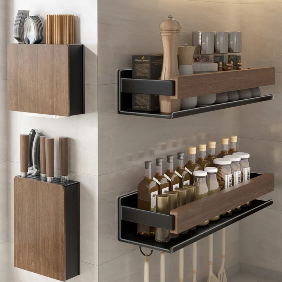 Étagère de cuisine murale Wood - Opti Rangement