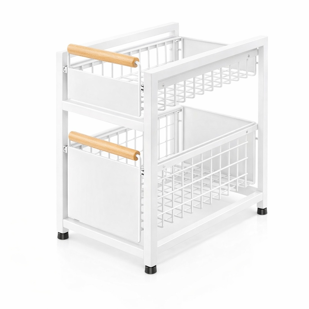 Organisateur cuisine 2 tiroirs fond blanc