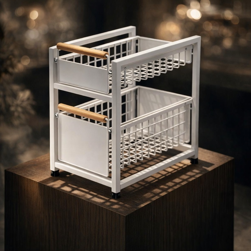 Organisateur cuisine blanc 2 tiroirs