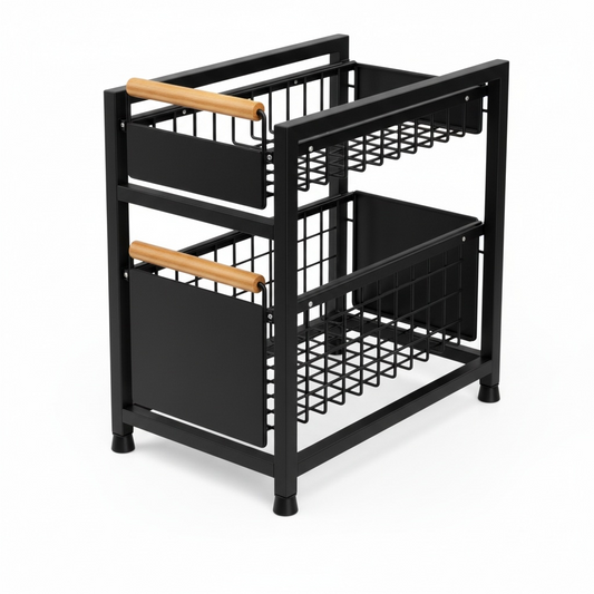 Organisateur cuisine noir 2 tiroirs