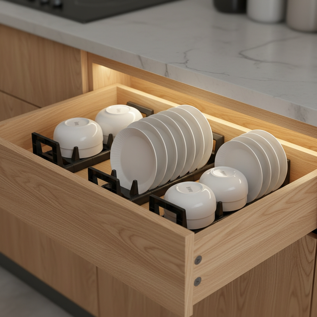 Organisateur tiroir bol et assiette