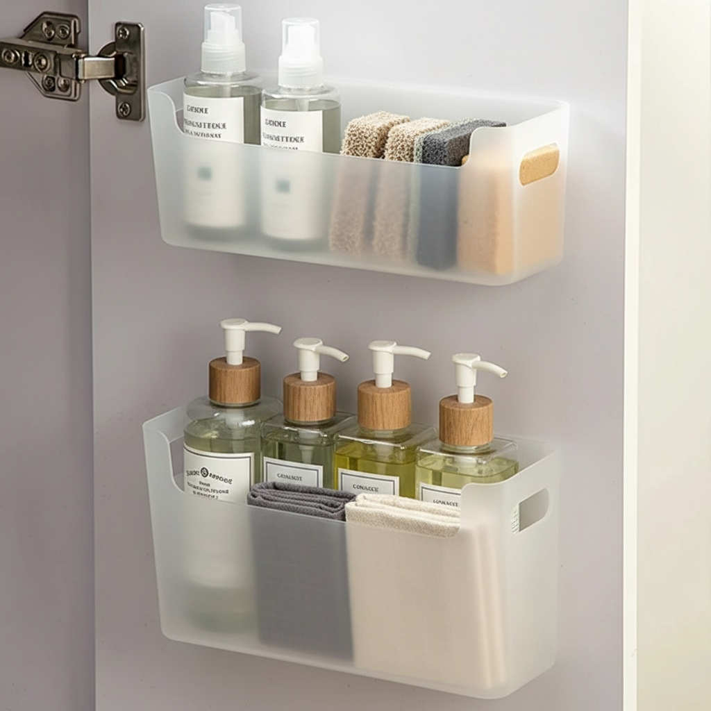 Organisateur transparent sous évier sur porte