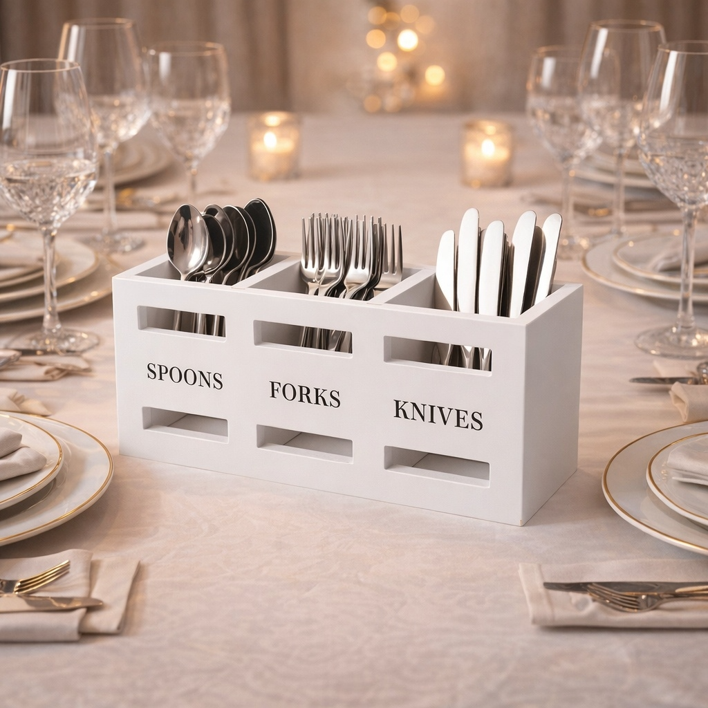 Porte-couvert caddie blanc table