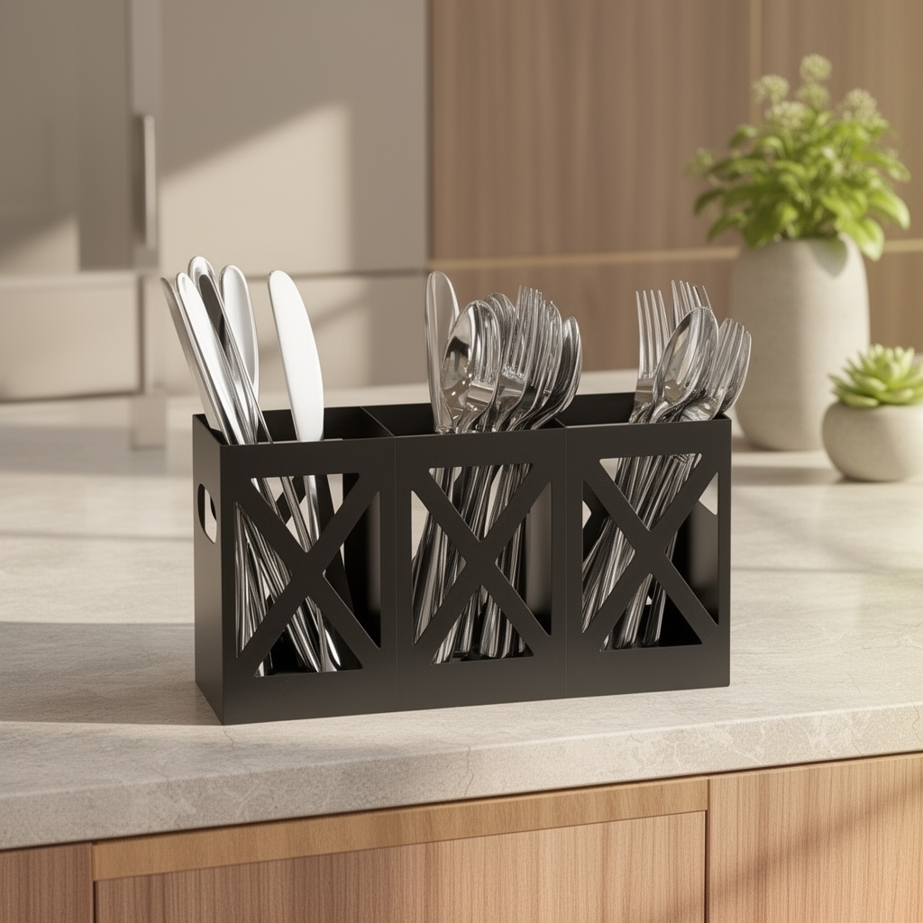 Porte-couvert métal noir sur plan