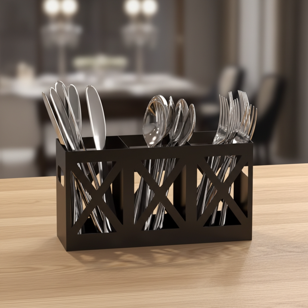 Porte-couvert métal noir table