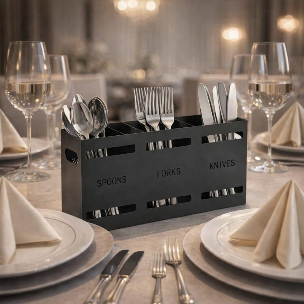 Porte-couvert noir sur table