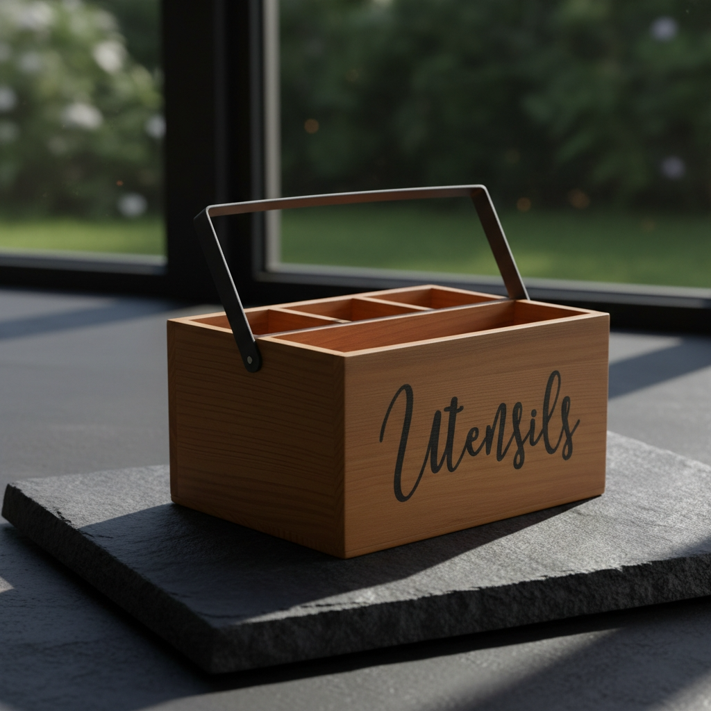 Porte-couverts de table panier bois