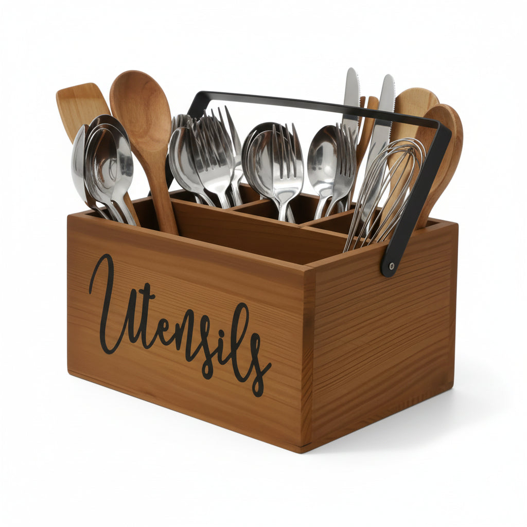 Porte-couverts de table panier fond blanc