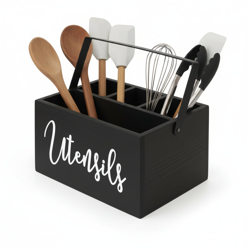 Porte-couverts de table panier noir