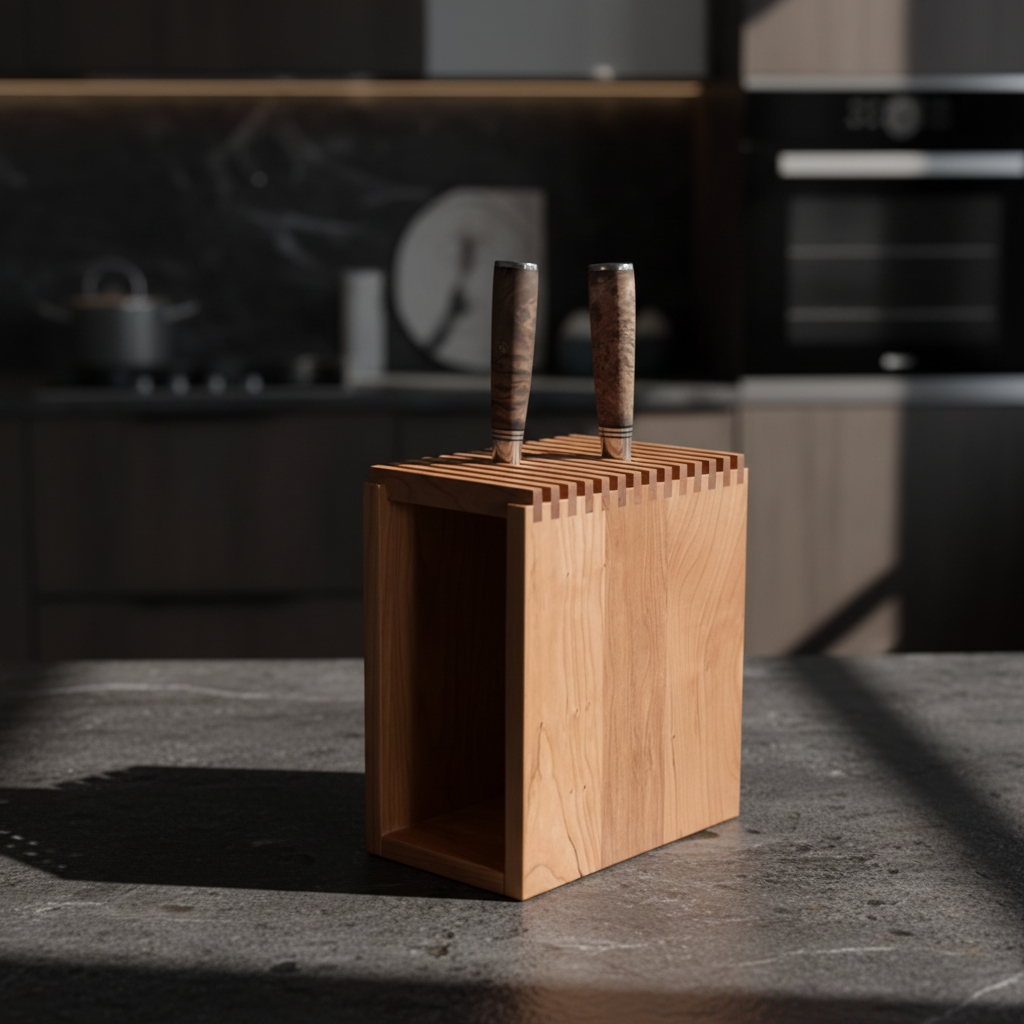 Porte couteau en bois en cuisine