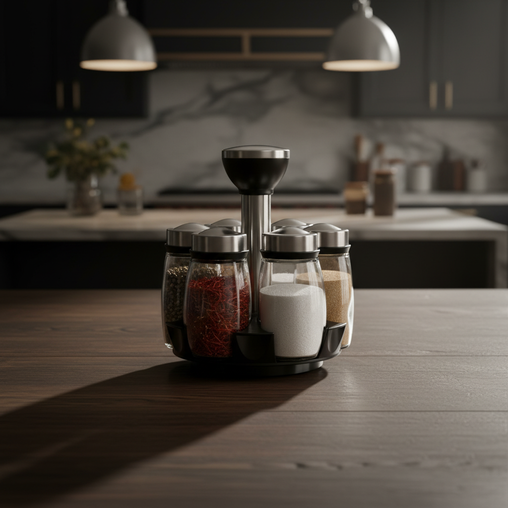 Porte épice rotatif sur table a manger