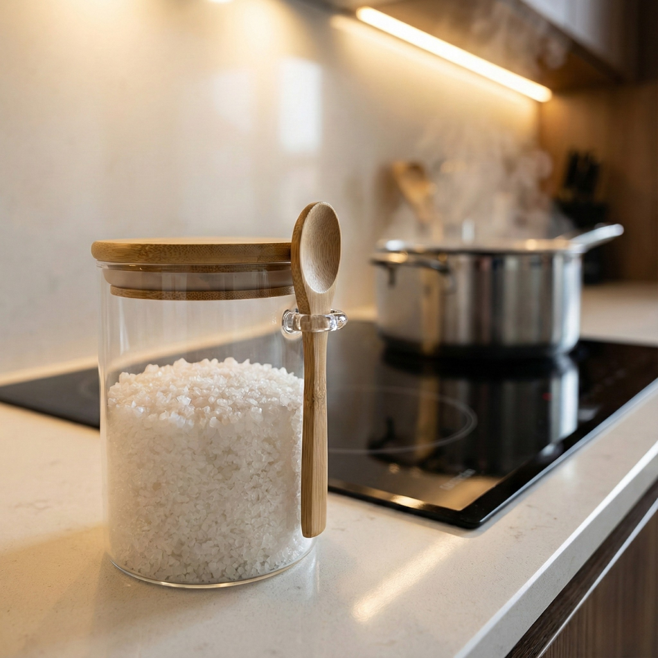 Pot à épice avec cuillère plaque