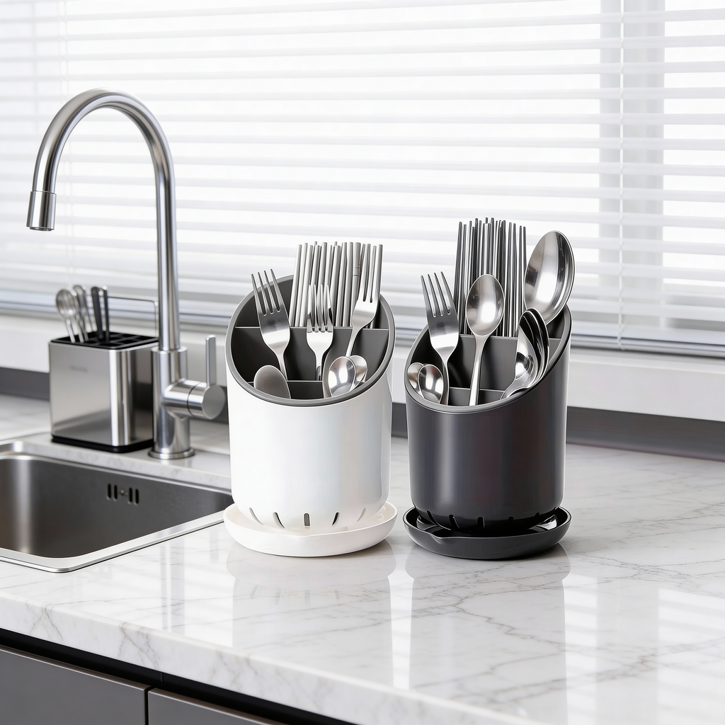 Pot rangement couvert blanc et noir
