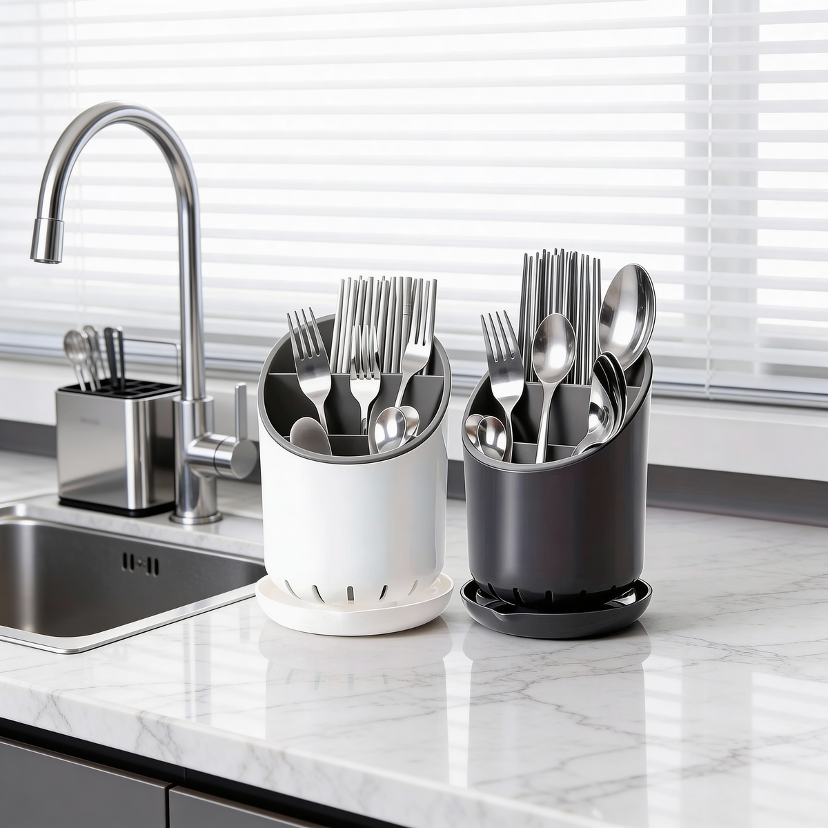Pot rangement couvert blanc et noir