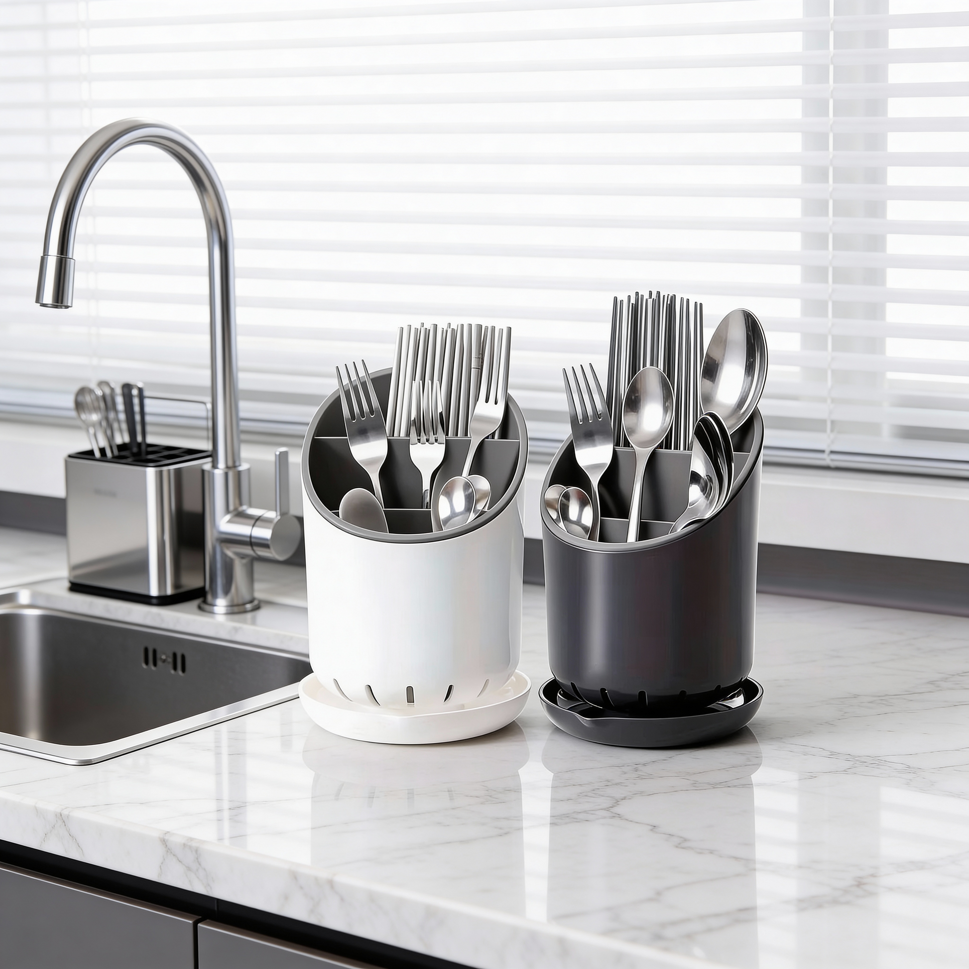 Pot rangement couvert blanc et noir