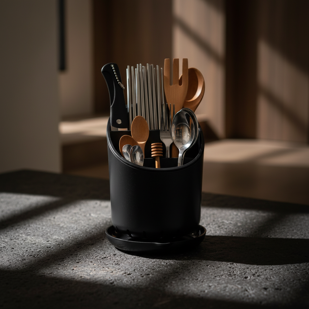 Pot rangement couvert noir