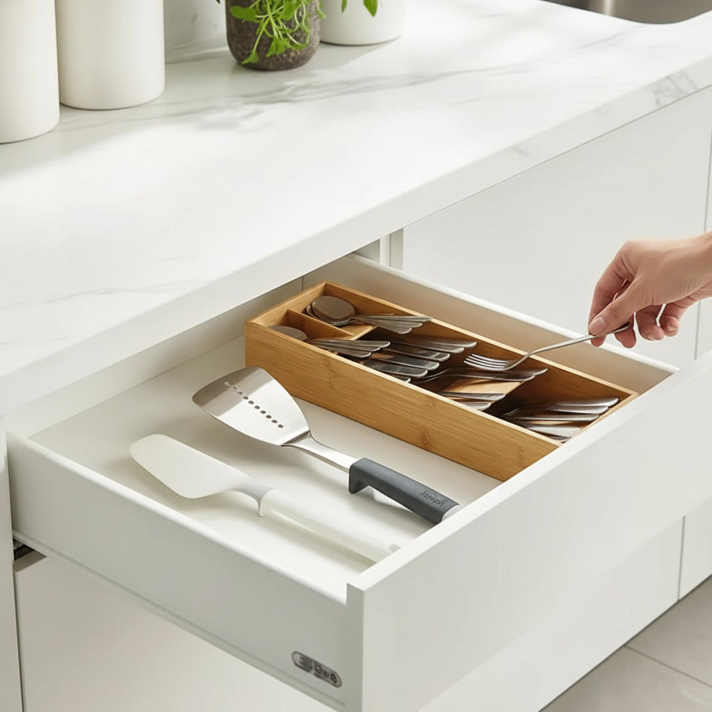 Range-couvert en bois en place