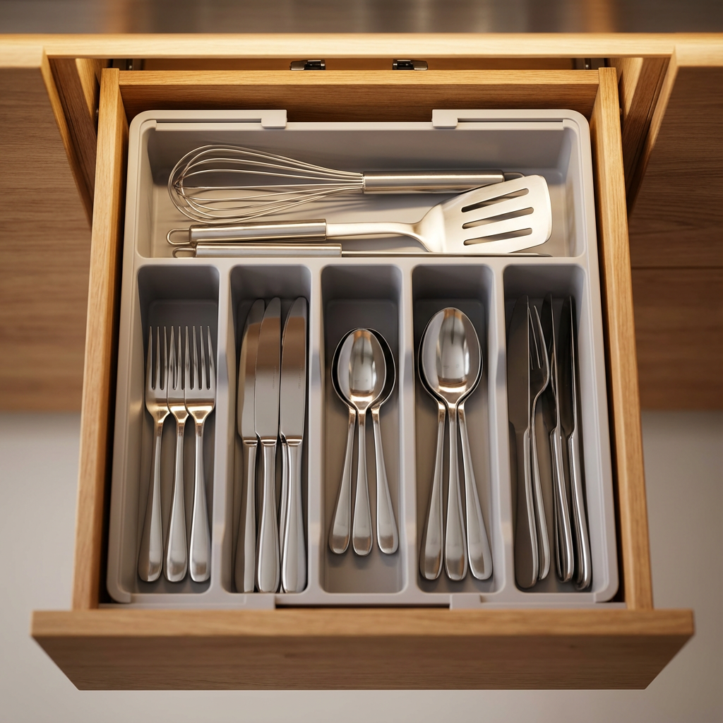 Range couvert pour tiroir gris exemple