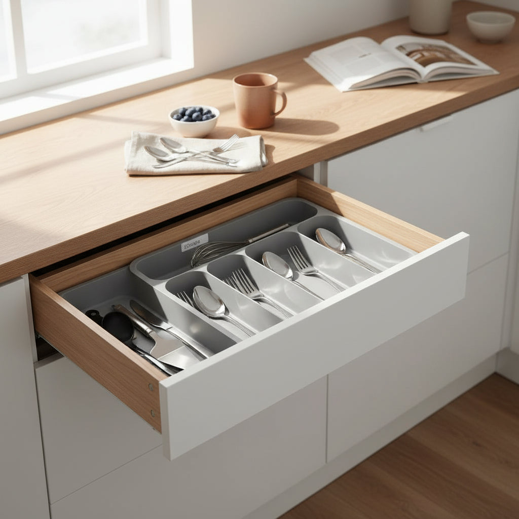 Rangement couvert tiroir gris tiroir