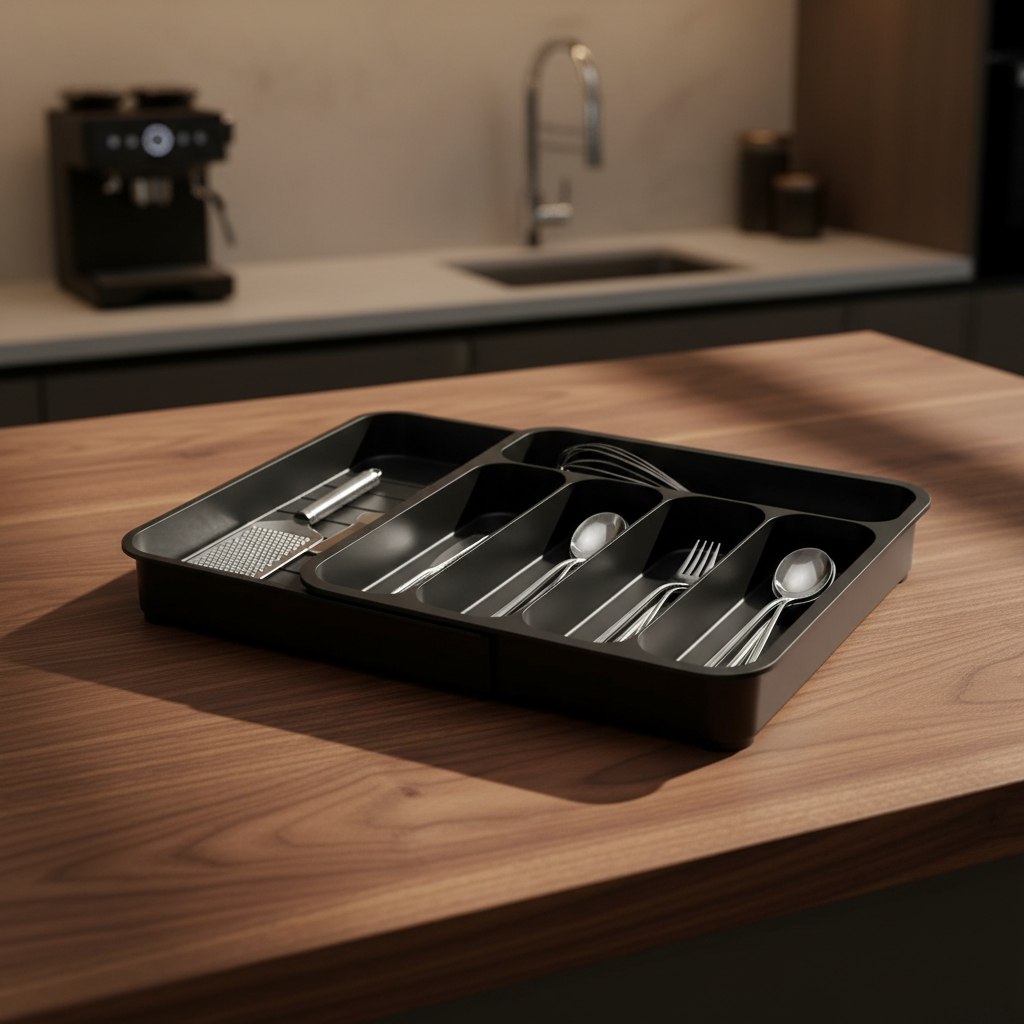 Rangement couvert tiroir noir