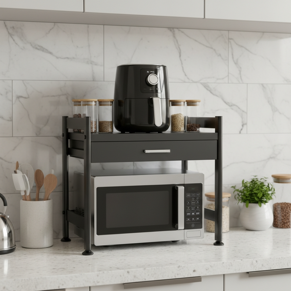 Rangement cuisine plan de travail credence