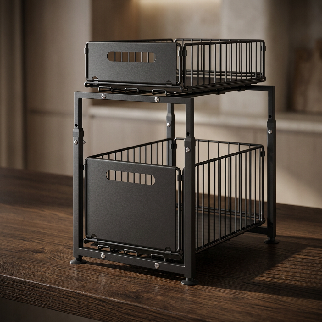 Rangement meuble cuisine panier coulissant