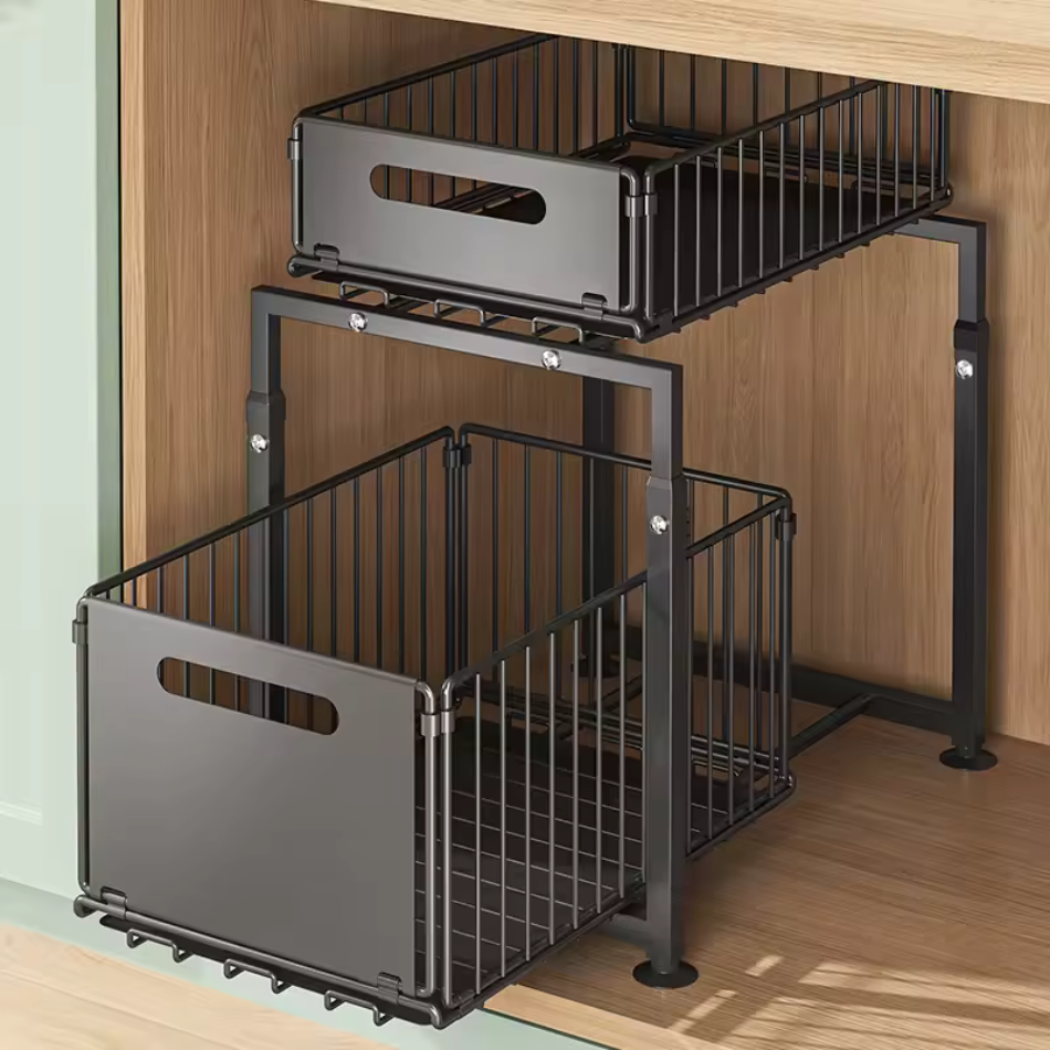 Rangement meuble cuisine panier coulissant