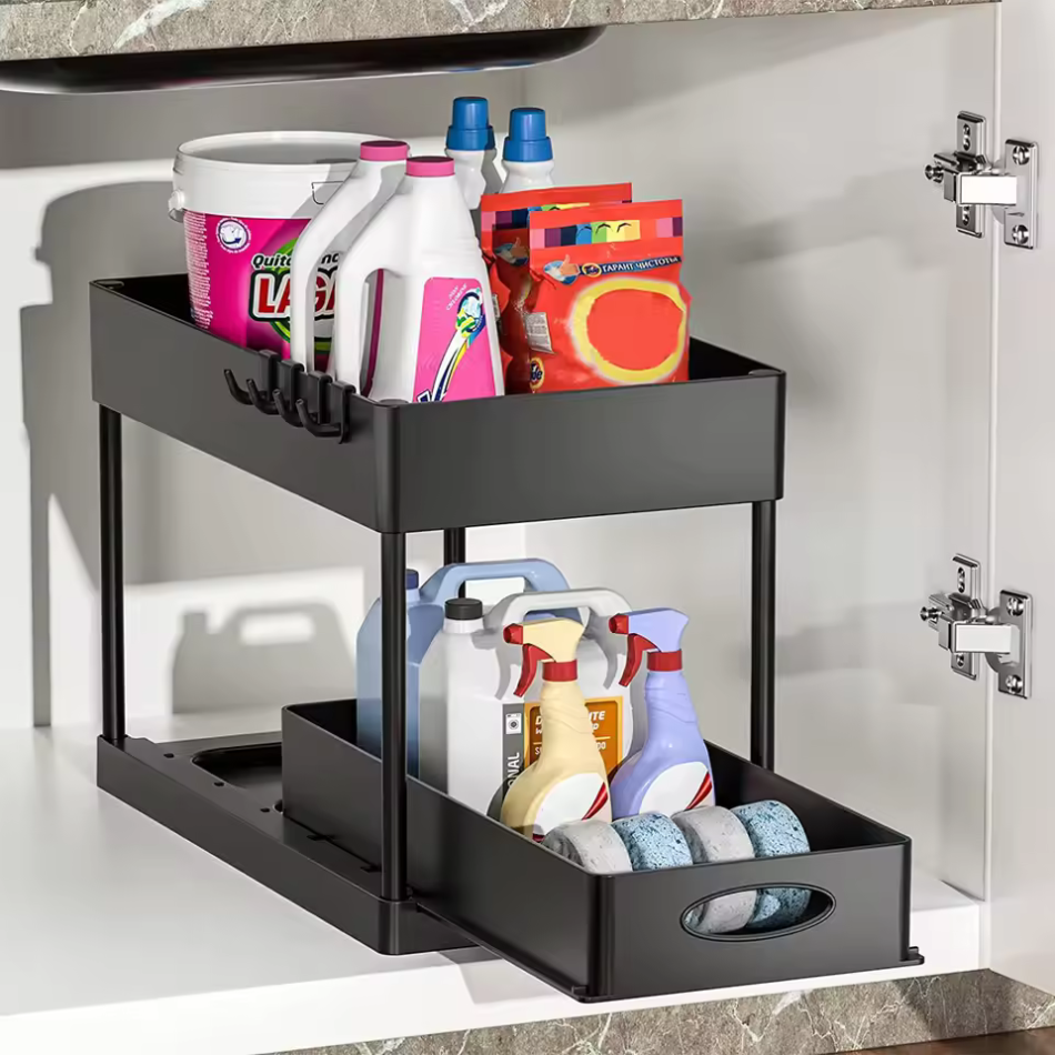 Rangement sous évier à deux niveaux