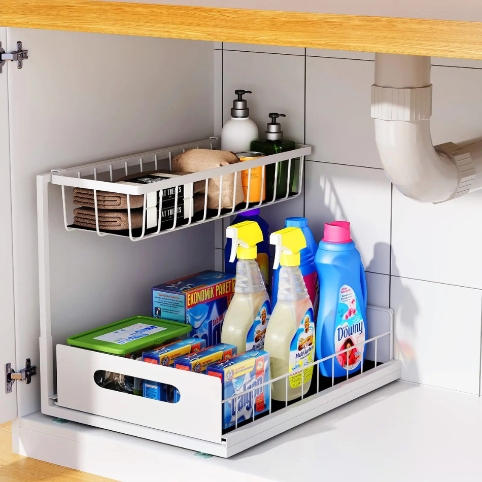 Rangement sous evier avec panier