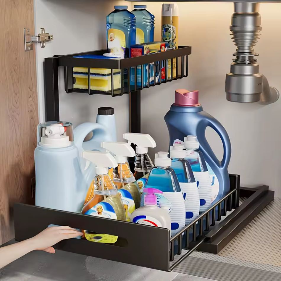 Rangement sous evier avec panier