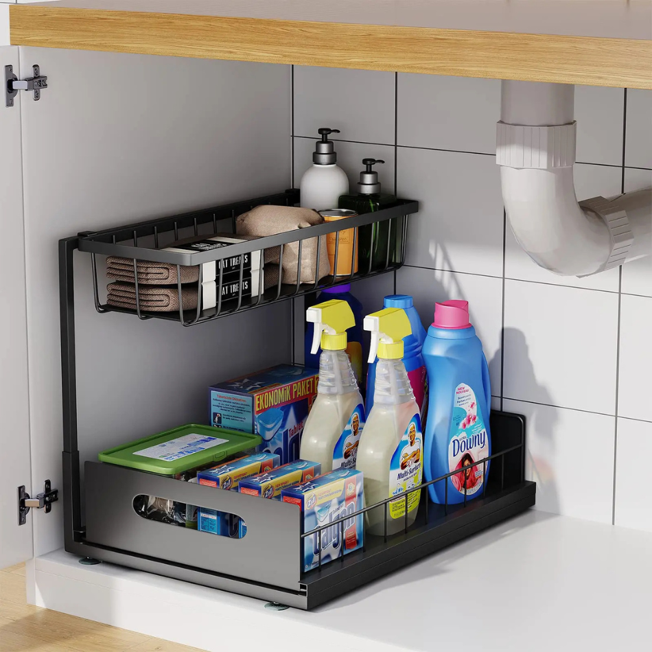 Rangement sous evier avec panier