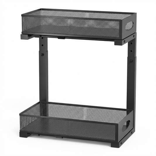 Rangement sous évier tiroir noir fond blanc