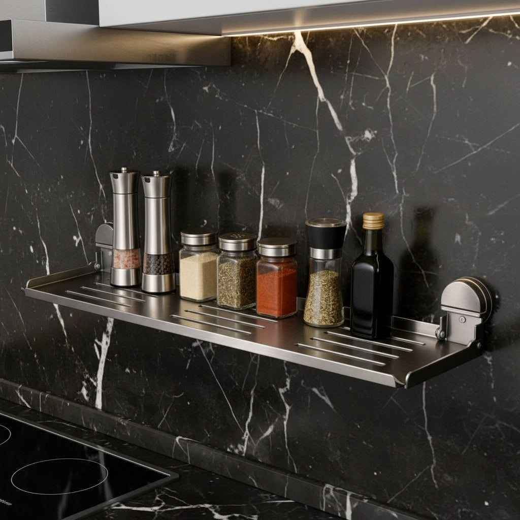 Tablette murale rabattable cuisine en credence marbre