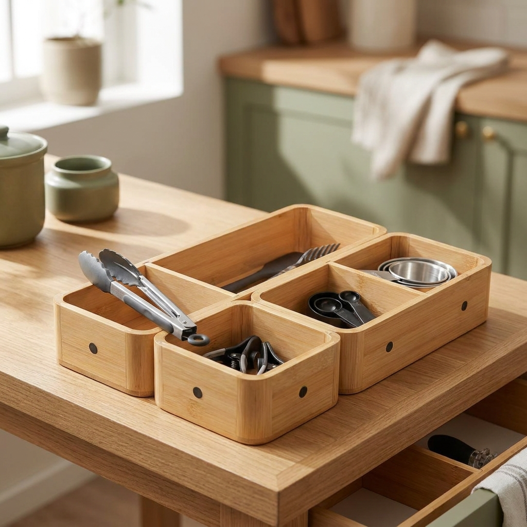Rangement en bois clair pour intérieur élégant