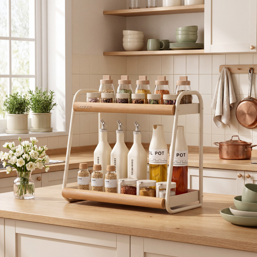 Ambiance cuisine zen avec notre étagère japandi