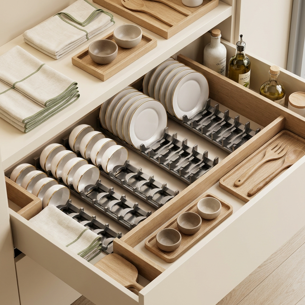 Harmonie absolue d'un tiroir de cuisine premium